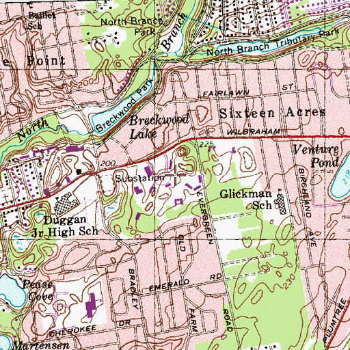 Topographic Map of D'Amour Library, MA