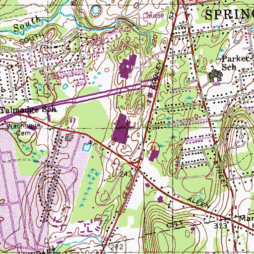 Topographic Map of Daniel B Brunton School, MA
