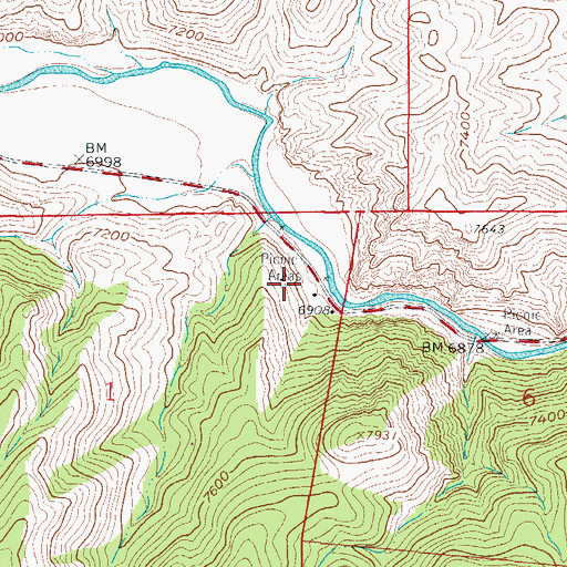 Topographic Map of Indian Meadows Rest Area, CO