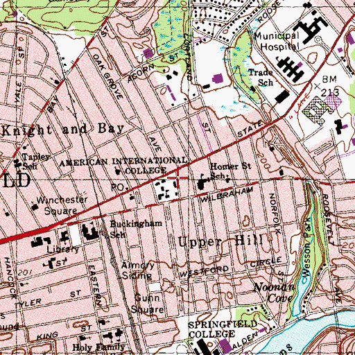 Topographic Map of Edgewood Gardens Campus, MA