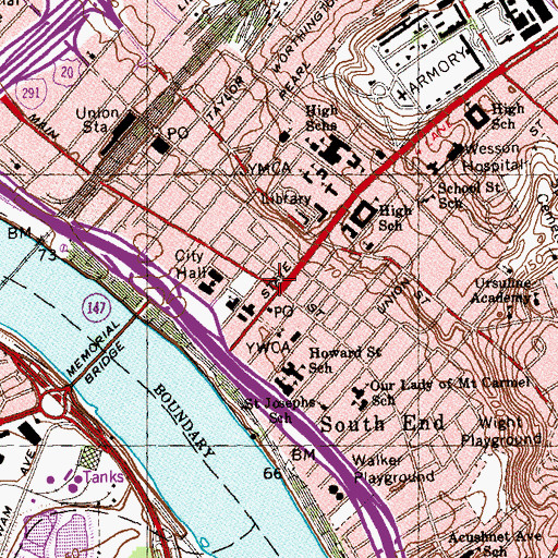 Topographic Map of First Church of Christ Scientist, MA