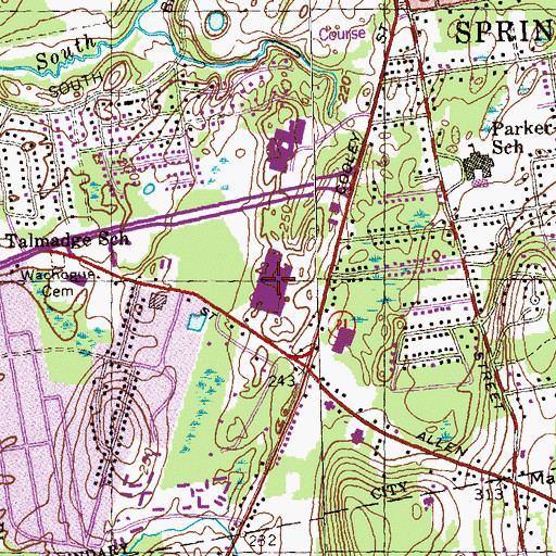 Topographic Map of Five Town Plaza Shopping Center, MA