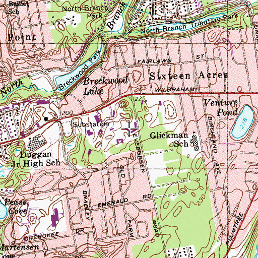Topographic Map of Franklin Hall, MA