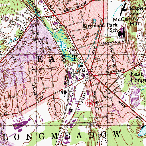 Topographic Map of Garden Plaza Shopping Center, MA