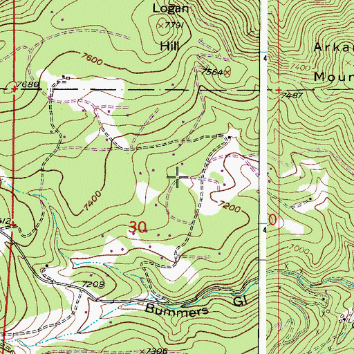 Topographic Map of Mountain Meadows, CO