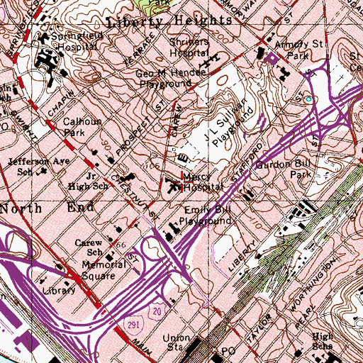 Topographic Map of Gilman Health Sciences Library, MA