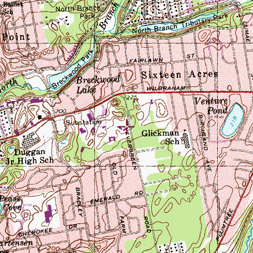 Topographic Map of Hampden Hall, MA