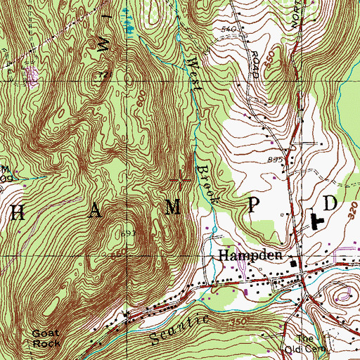 Topographic Map of Hampden Memorial Recreational Park, MA