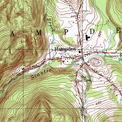 Topographic Map of Hampden Post Office, MA
