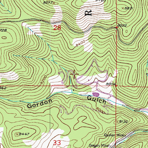 Topographic Map of Silver Springs, CO