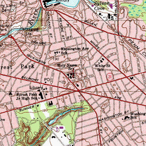 Topographic Map of Holy Name Church, MA