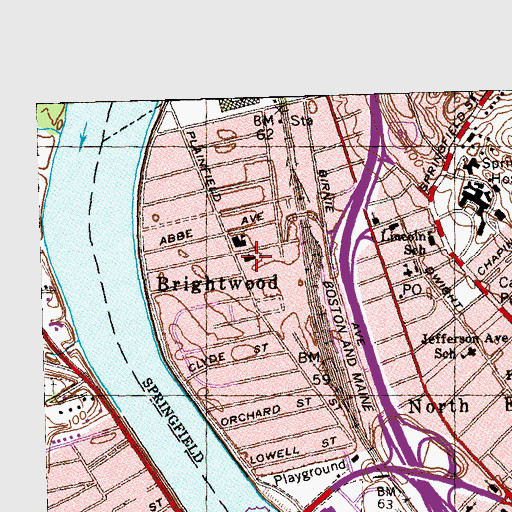 Topographic Map of Iglesia Bautista Sinai, MA