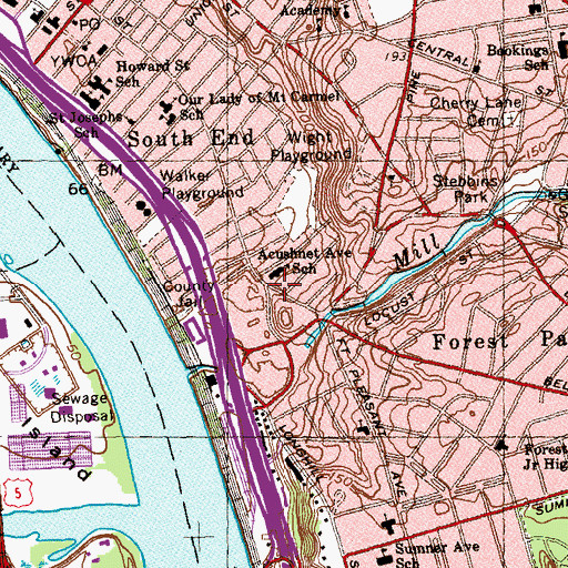 Topographic Map of Immaculate Conception Parish Church, MA