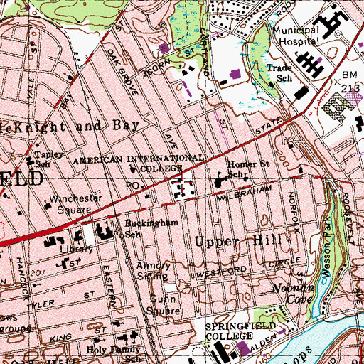 Topographic Map of James J Shea Senior Memorial Library, MA