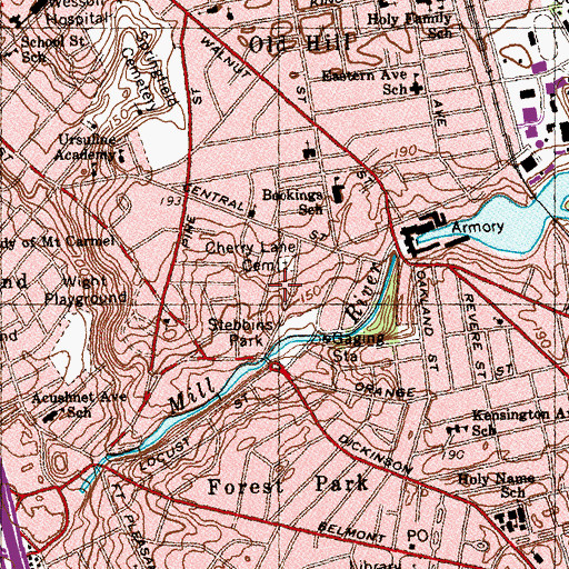 Topographic Map of Kingdom Hall of Jehovahs Witnesses, MA