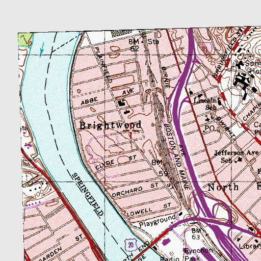 Topographic Map of Kingdom Hall of Jehovahs Witnesses, MA
