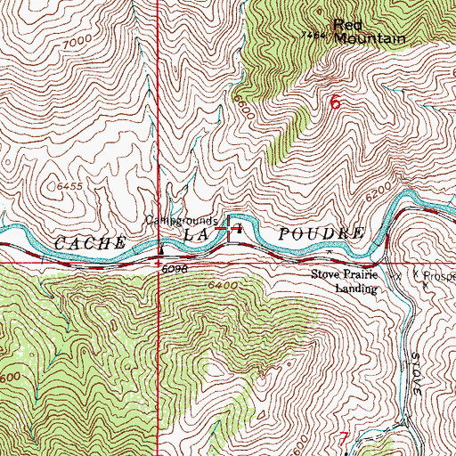 Topographic Map of Stove Prairie Landing Campground, CO