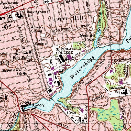 Topographic Map of Lakeside Hall, MA