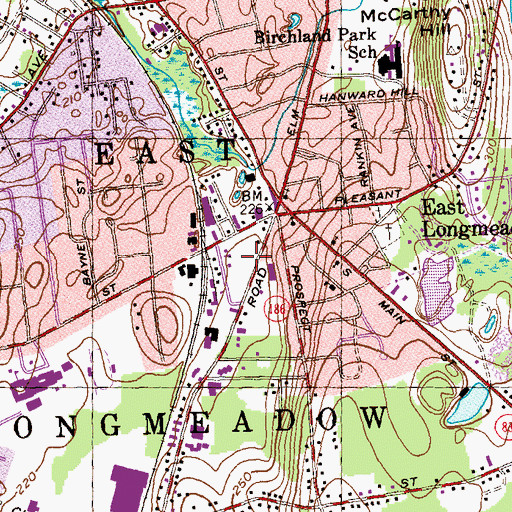 Topographic Map of Leahy Field, MA