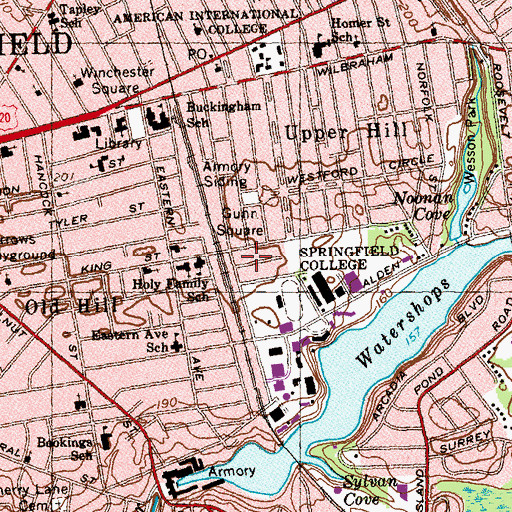 Topographic Map of Locklin Hall, MA