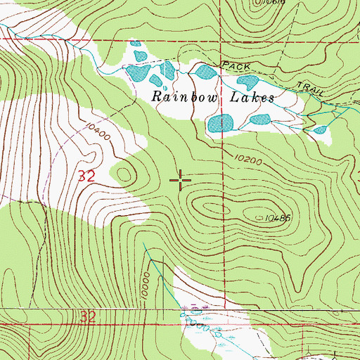Topographic Map of Rainbow Lakes Trailhead, CO