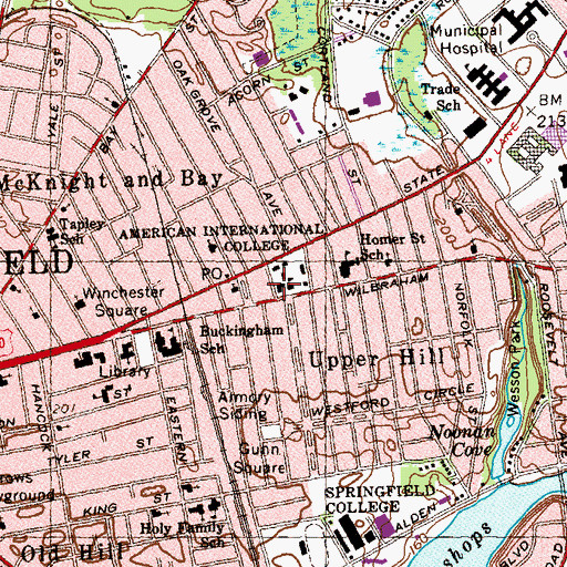 Topographic Map of Magna Hall, MA