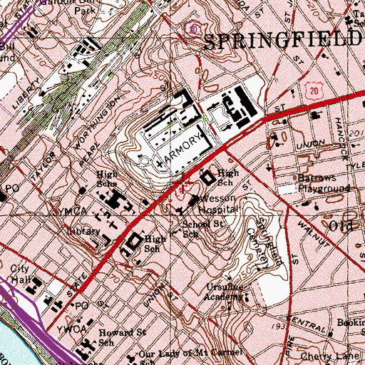 Topographic Map of Masonic Temple, MA
