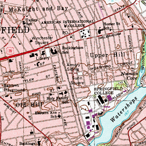 Topographic Map of Massachusetts Career Development Institute, MA