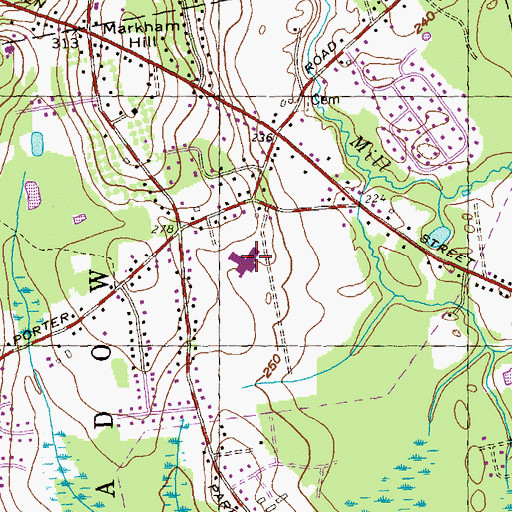 Topographic Map of Meadow Brook School, MA