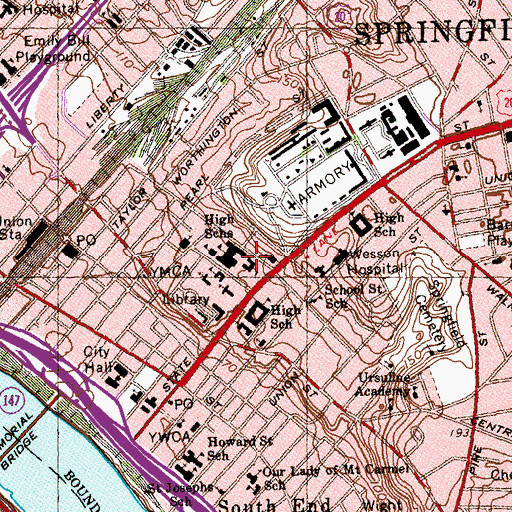 Topographic Map of Middle College High School, MA