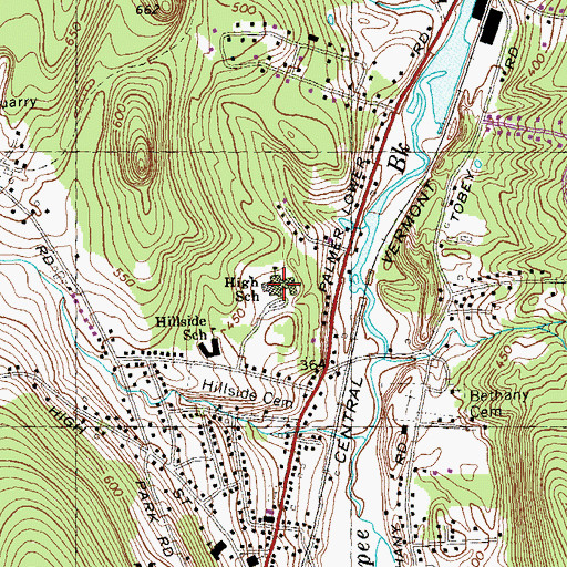Topographic Map of Monson Junior-Senior High School, MA