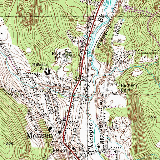 Topographic Map of Monson Medical Center, MA