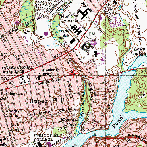 Topographic Map of New England District Lutheran Church, MA