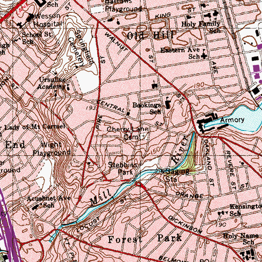 Topographic Map of New Hope Pentecostal Church, MA