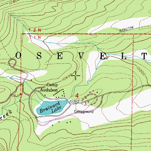 Topographic Map of Brainard Lake Trail, CO
