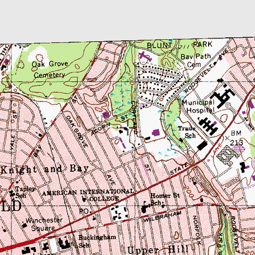 Topographic Map of Reed Hall, MA