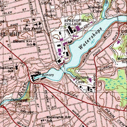 Topographic Map of Reed Hall, MA