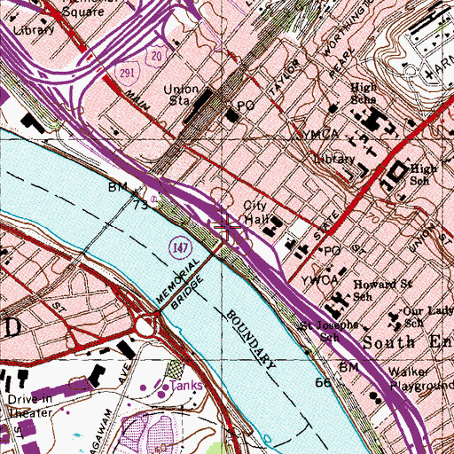 Topographic Map of River Front Park, MA