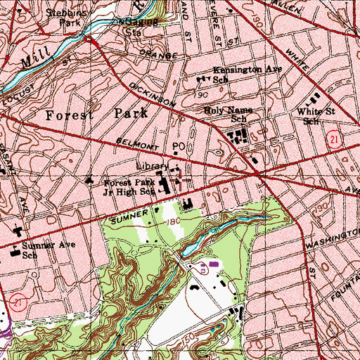 Topographic Map of Saint Barnabas and All Saints Church, MA
