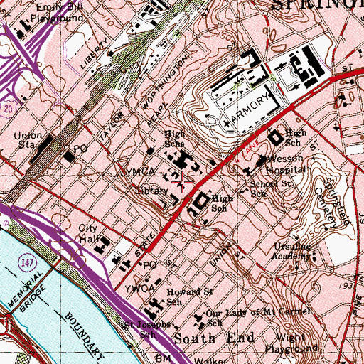 Topographic Map of Saint Michael Catholic Cathedral, MA