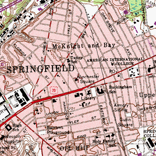 Topographic Map of Saint Peters Episcopal Church, MA