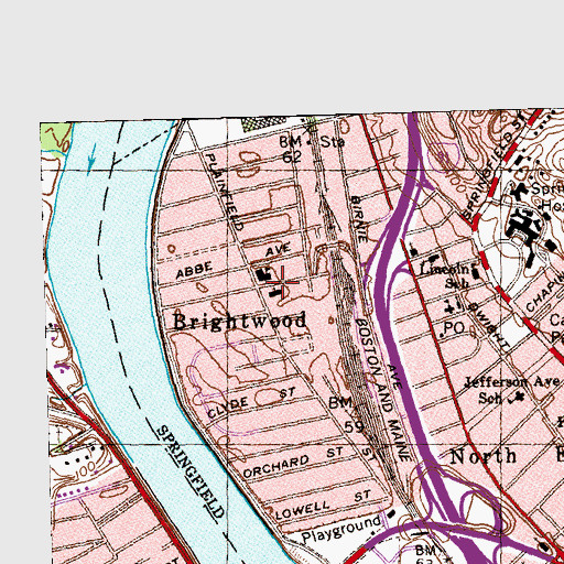 Topographic Map of Spanish Apostolate All Souls Church, MA