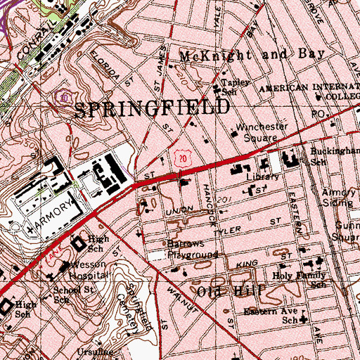Topographic Map of Springfield Christian School, MA