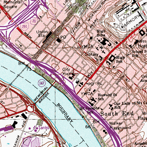 Topographic Map of Springfield City Complex, MA