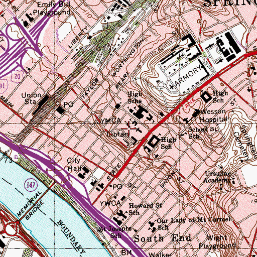 Topographic Map of Springfield Museum Quadrangle, MA