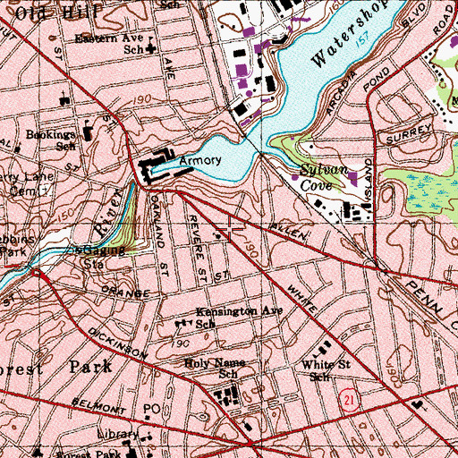 Topographic Map of Springfield Wesleyan Church, MA