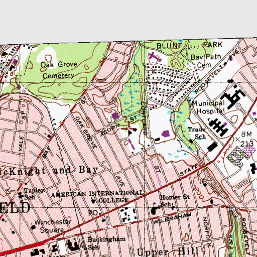 Topographic Map of Street Hall, MA