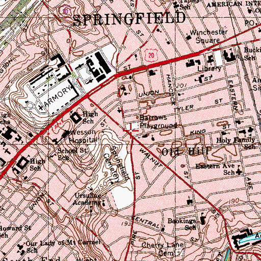 Topographic Map of Third Baptist Church, MA