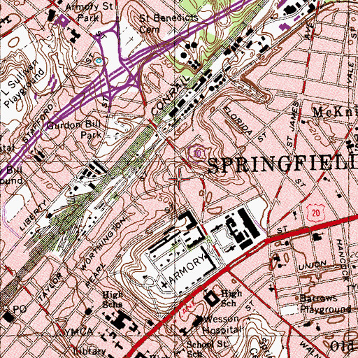 Topographic Map of Upper Worthington Historic District, MA