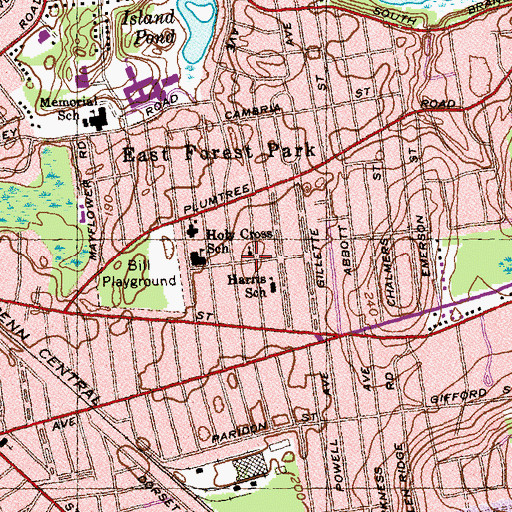 Topographic Map of Wachogue Congregational Church, MA